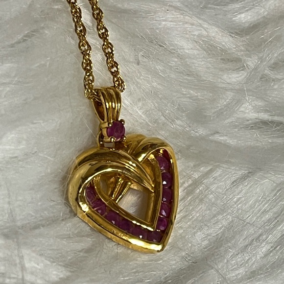 Danbury Mint Ruby Heart Necklace - Picture 1 of 9